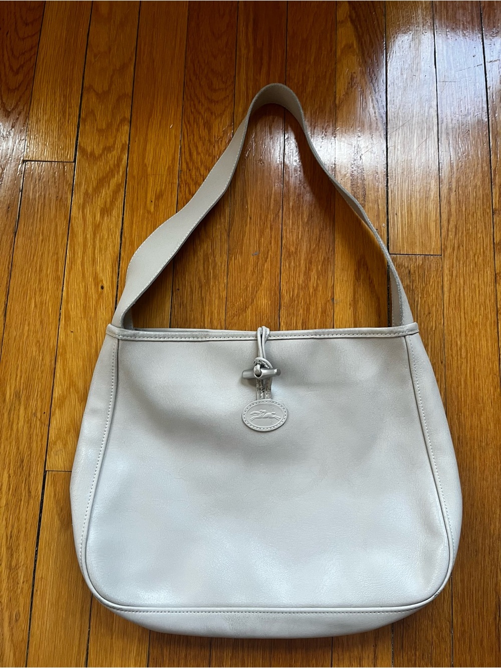 Longchamp Cream Leather Shoulder Bag